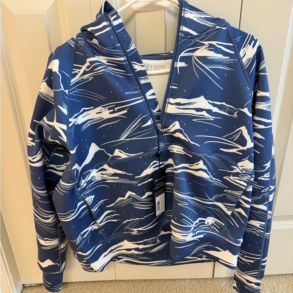 Greyson Blue and White Patterned Hoodie